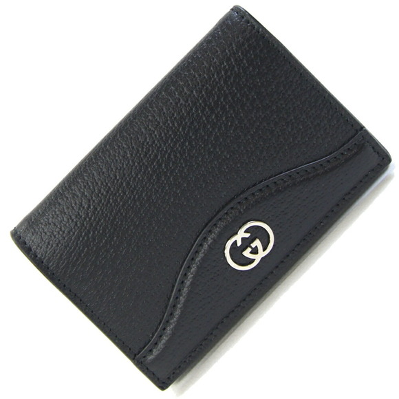 Gucci Interlocking G Business Card Case 739425 Black Leather Men's GUCCI - Picture 1 of 6